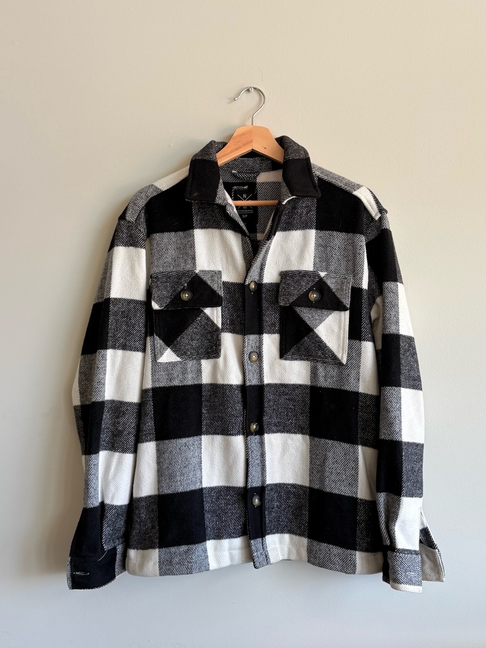 Black & White Buffalo Plaid Button-Up Shacket
